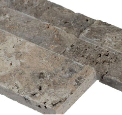 Silver Travertine Splitface Stacked Ledger Wall Panel 6 in. x 24 in. Natural Marble Wall Tile for Accent Walls Kitchen Backsplash Fireplace