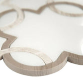 Quattuour Leaf Geometric White with Athens Grey Waterjet Marble Floor and Wall Tile for Bathroom, Kitchen Backsplashes, Accent Wall, Fireplace Surround