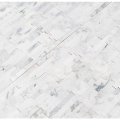Vogue Peel & Stick Calacatta Carrara Interlocking 3D Random Pattern Marble Mosaics for Kitchen Backsplash & Wall Tile