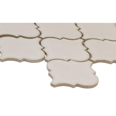Antique White Arabesque 10-1/2 in. x 15-1/2 in. x 8mm Glazed Ceramic Mesh-Mounted Mosaic Wall Tile (11.7 sq. ft. / case)