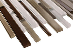 Brown Glossy and White Matte Glass Mosaic Tiles