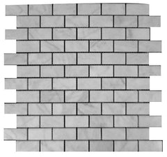 Carrara Marble Italian White Bianco Carrera 1x2 Mosaic Wall Floor Tile Honed