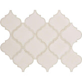 Antique White Arabesque 10-1/2 in. x 15-1/2 in. x 8mm Glazed Ceramic Mesh-Mounted Mosaic Wall Tile (11.7 sq. ft. / case)