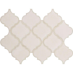 Antique White Arabesque 10-1/2 in. x 15-1/2 in. x 8mm Glazed Ceramic Mesh-Mounted Mosaic Wall Tile (11.7 sq. ft. / case)