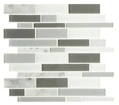 Milano Classic Carrara White and Greys Glass with Marble Stone Mosaic Wall Tile for Kitchen and Bathroom Backsplash, Shower Wall Tile, Accent Wall