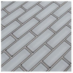 Ice Bevel Subway 11.73 in. x 11.73 in. x 8 mm Glass Mesh-Mounted Mosaic Tile (2"x6" Mosaic Chips) (Box of 10 Sheets) - Tenedos