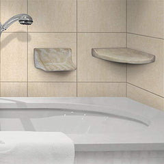 Tenedos Premium Quality Classic Cream Travertine Resin Bathroom Corner Shower Shelf