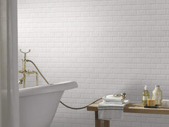 White Tile Ceramic Subway Brick 2" X 4" Matte - Wall Tile, Backsplash Tile, Bathroom Tile on 12x12 Mesh for Easy Installation
