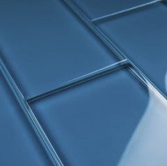 3x6 Zafiro Blue Glass Subway Wall Tile for Bathroom Shower, Kitchen Backsplash, Accent decor