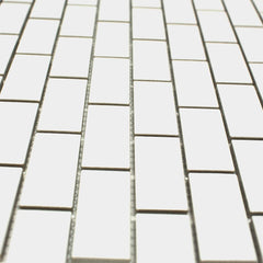 White 1x2 Brick Porcelain Matte Finish Mosaic Wall Tile for Kitchen Backsplash, Bathroom Shower, Accent decor