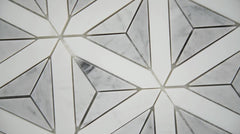 Kite Geometric Carrara White and Grey Marble Floor and Wall Mosaic Tile for Bathroom Walls, Kitchen Backsplashes, Fireplace Surround, Artistic Insets, Accent Wall