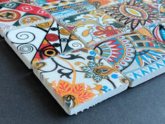 2 in. Square Marble Mosaic Painted with Inject Colorful Maiolica Style Mesh-Backed for Wall and Floor, Backsplash, Kitchen, Bathroom, Accent Wall, Fireplace Surround by Tenedos