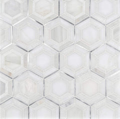 Tenedos MS International Medici Silver Pattern 12.44x10.83 Marble Mesh-Mounted Mosaic Wall Tile, Floor and Countertop Gray, White, Silver