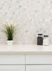 Classic Hexagon 2 Inch Beige, Grey, and Creamy Marble Floor and Wall Tile for Kitchen and Bathroom Backsplash, Shower Wall Tile, Accent Wall, Fireplace Surround (Box of 10 Sheets)