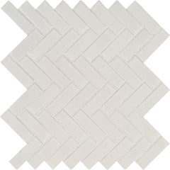 MSI White Glossy Herringbone 9.72 in. x 12.52 in. x 10mm Porcelain Mesh-Mounted Mosaic Tile (16.9 sq. ft. / case)