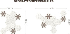Peel and Stick Decorative Hexagonal 9x7.8 inch Wall Sculpture Panel Derin Series, Cast Stone, DIY Easy to Install, Wooden Add-ons (Box of 11 Pieces)