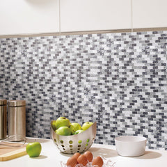 Gray and White Brick Shell Glass Mosaic Tile for Backsplash - Tenedos