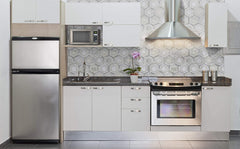 Tenedos MS International Medici Silver Pattern 12.44x10.83 Marble Mesh-Mounted Mosaic Wall Tile, Floor and Countertop Gray, White, Silver