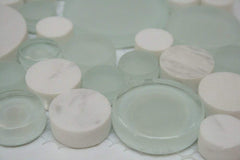 Mint Green and Snow Dove Bubbles Mosaic Frosted Polished Glass Wall Tile with White Marble 10.5" X10.5" for Bathroom Shower, Kitchen Backsplash, Accent Decor