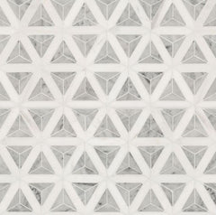 Kite Geometric Carrara White and Grey Marble Floor and Wall Mosaic Tile for Bathroom Walls, Kitchen Backsplashes, Fireplace Surround, Artistic Insets, Accent Wall