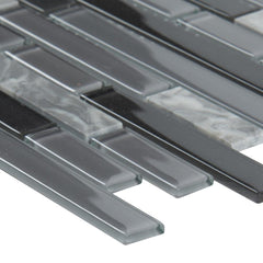 MSI Lorena Grigio Interlocking 12 in. x 12 in. x 4mm Glass Stone Mesh-Mounted Mosaic Tile