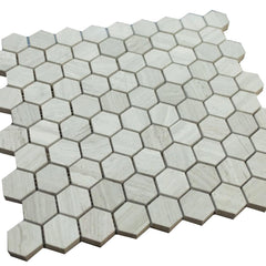Grey Wooden Look Hexagon Pattern Stone Tile Mosaics