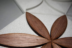 Peel and Stick Decorative Hexagonal 9x7.8 inch Wall Sculpture Panel Derin Series, Cast Stone, DIY Easy to Install, Wooden Add-ons (Box of 11 Pieces)