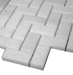 Statuary Crystal Marble Italian White Statuario Herringbone Mosaic Tile Polished