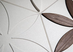 Peel and Stick Decorative Hexagonal 9x7.8 inch Wall Sculpture Panel Derin Series, Cast Stone, DIY Easy to Install, Wooden Add-ons (Box of 11 Pieces)