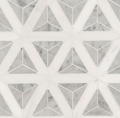 Kite Geometric Carrara White and Grey Marble Floor and Wall Mosaic Tile for Bathroom Walls, Kitchen Backsplashes, Fireplace Surround, Artistic Insets, Accent Wall