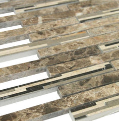 Dark and Light Brown Matte Random Brick Pattern Marble Stone Tiles