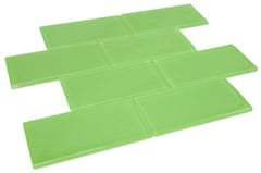 3x6 Glossy Green Subway Glass Mosaic Tile for Kitchen Backsplash and Bathroom Wall