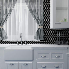 Black 2 Inch Hexagon Mosaic matte Wall Floor Tile, 10 pieces (10 Sqft)