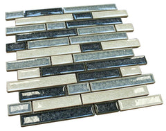 Sky Blue Glossy Crackle Crystal Glass and Ceramic Mosaic Wall Tiles