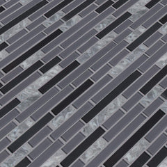 MSI Lorena Grigio Interlocking 12 in. x 12 in. x 4mm Glass Stone Mesh-Mounted Mosaic Tile