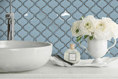 Tenedos Santorini Sky Blue Lantern Porcelain Glossy Mosaic Wall Tile (Box of 10 Sheets)