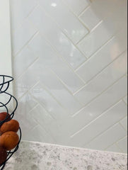 White Subway Wall Tile Gloss Finish 2x8 (60 pieces- Box of 6.5 Sqft) for Kitchen Backsplash, Accent Wall and Bathroom Wall