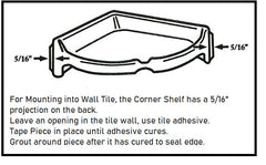Tenedos Bone Ceramic Almond Glazed Wall Corner Shelf for Bathroom Shower Accessory Kit