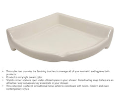 Tenedos Bone Ceramic Almond Glazed Wall Corner Shelf for Bathroom Shower Accessory Kit