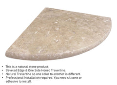 Premium Quality Durango Cream Filled and Honed Ivory Light Travertine Corner Shower Shelf Stone 9'' Wall Tile