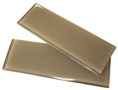 3x6" Glossy Light Brown Subway Glass Mosaic Tiles for Wall, Kitchen Backsplash, Accent Wall, Bathroom Wall