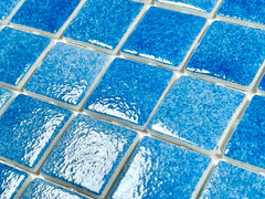 Capri Blue Square 1-1/2 Recycled Glass Wall and Floor Tile for Kitchen Backsplash, Pool Tile, Bathroom Wall, Accent Wall