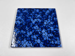 Tenedos 6x6 Turquoise Clover Deep Sea Blue and Black Hand Painted Square (exact Size 5.75") Porcelain Floor Wall Tile, Decor