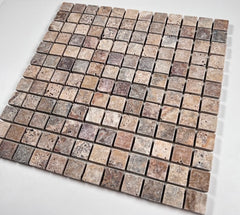 Scabos Travertine Tumbled Square 7/8 Inch Marble Floor and Wall Tile for Kitchen Backsplash, Bathroom Walls, Accent Wall, Swimming Pool, Fireplace Surround