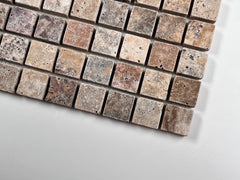 Scabos Travertine Tumbled Square 7/8 Inch Marble Floor and Wall Tile for Kitchen Backsplash, Bathroom Walls, Accent Wall, Swimming Pool, Fireplace Surround