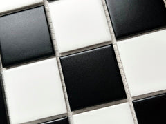 TDPW-MTW2X2-478 Black & White Checkered Square 2 Inch Matte Porcelain Mosaic Tile for Bathroom Floors, Walls, Kitchen Backsplash and Pool Tile
