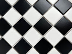 TDPW-MTW2X2-478 Black & White Checkered Square 2 Inch Matte Porcelain Mosaic Tile for Bathroom Floors, Walls, Kitchen Backsplash and Pool Tile