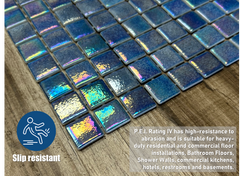 Tenedos Ocean Blue Square 1x1 Iridescent Recycled Glass Mosaic Floor and Wall Tile for Kitchen Backsplash, Swimming Pool Tile, Bathroom Wall, Accent Wall
