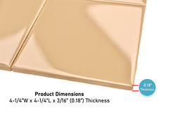 Sand Caramel  4 in Ceramic Tile Gloss 4 1/4" Box of 10 Piece for Bathroom Wall and Kitchen Backsplash