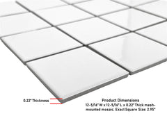 3x3 White Porcelain Floor Wall Tile for Spa Swimming Pool Shower Kitchen Countertop Bathroom Sink Backsplash